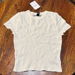 NWT Forever 21 White Knit Floral Patterned Top